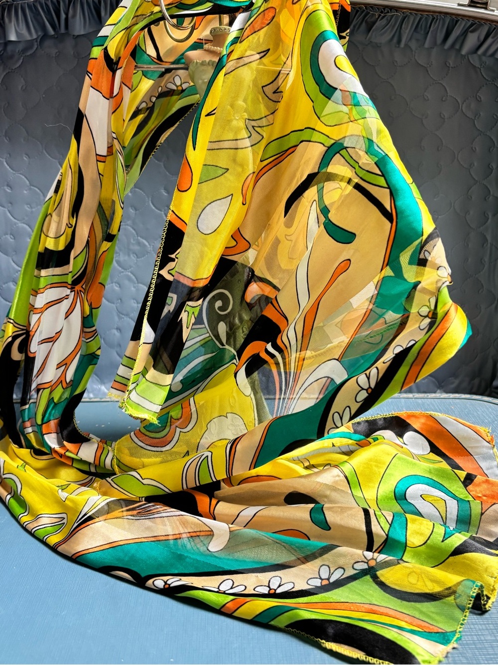 Vintage Psychedelic Scarf, Long Polyester retro - Picture 13 of 16